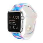 Bracelet de remplacement en silicone à motif peint pour Apple Watch Series, 7 41mm / 6 & SE & 5 & 4 40mm / 3 & 2 & 1 38mm, 7 45mm / 6 & SE & 5 & 4 44mm / 3 & 2 & 1 42mm