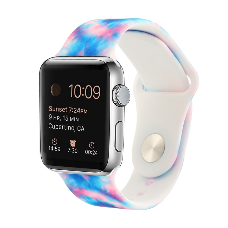 Bracelet de remplacement en silicone à motif peint pour Apple Watch Series, 7 41mm / 6 & SE & 5 & 4 40mm / 3 & 2 & 1 38mm, 7 45mm / 6 & SE & 5 & 4 44mm / 3 & 2 & 1 42mm
