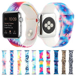 Bracelet de remplacement en silicone à motif peint pour Apple Watch Series, 7 41mm / 6 & SE & 5 & 4 40mm / 3 & 2 & 1 38mm, 7 45mm / 6 & SE & 5 & 4 44mm / 3 & 2 & 1 42mm