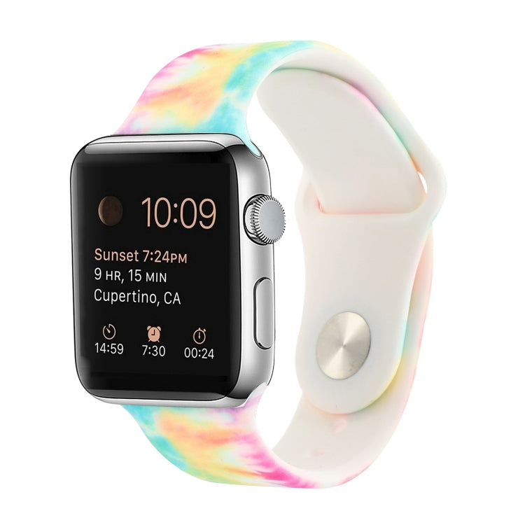 Bracelet de remplacement en silicone à motif peint pour Apple Watch Series, 7 41mm / 6 & SE & 5 & 4 40mm / 3 & 2 & 1 38mm, 7 45mm / 6 & SE & 5 & 4 44mm / 3 & 2 & 1 42mm