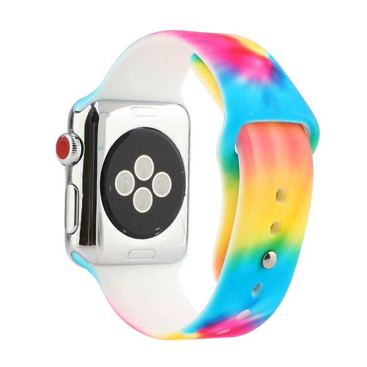 Bracelet de remplacement en silicone à motif peint pour Apple Watch Series, 7 41mm / 6 & SE & 5 & 4 40mm / 3 & 2 & 1 38mm, 7 45mm / 6 & SE & 5 & 4 44mm / 3 & 2 & 1 42mm