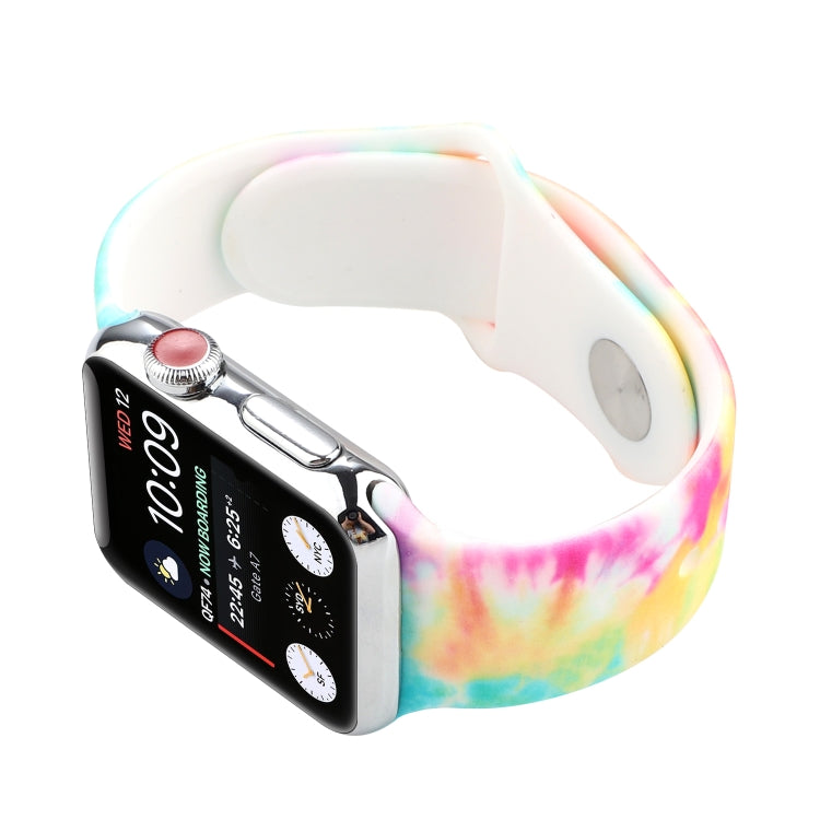 Bracelet de remplacement en silicone à motif peint pour Apple Watch Series, 7 41mm / 6 & SE & 5 & 4 40mm / 3 & 2 & 1 38mm, 7 45mm / 6 & SE & 5 & 4 44mm / 3 & 2 & 1 42mm