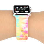 Bracelet de remplacement en silicone à motif peint pour Apple Watch Series, 7 41mm / 6 & SE & 5 & 4 40mm / 3 & 2 & 1 38mm, 7 45mm / 6 & SE & 5 & 4 44mm / 3 & 2 & 1 42mm