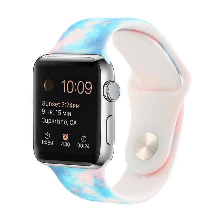 Bracelet de remplacement en silicone à motif peint pour Apple Watch Series, 7 41mm / 6 & SE & 5 & 4 40mm / 3 & 2 & 1 38mm, 7 45mm / 6 & SE & 5 & 4 44mm / 3 & 2 & 1 42mm
