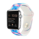 Bracelet de remplacement en silicone à motif peint pour Apple Watch Series, 7 41mm / 6 & SE & 5 & 4 40mm / 3 & 2 & 1 38mm, 7 45mm / 6 & SE & 5 & 4 44mm / 3 & 2 & 1 42mm
