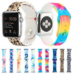 Bracelet de remplacement en silicone à motif peint pour Apple Watch Series, 7 41mm / 6 & SE & 5 & 4 40mm / 3 & 2 & 1 38mm, 7 45mm / 6 & SE & 5 & 4 44mm / 3 & 2 & 1 42mm