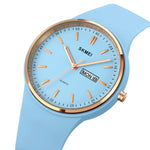 Montre quartz SKMEI 1747 pour femmes avec cadran simple à échelle barre et bracelet en silicone