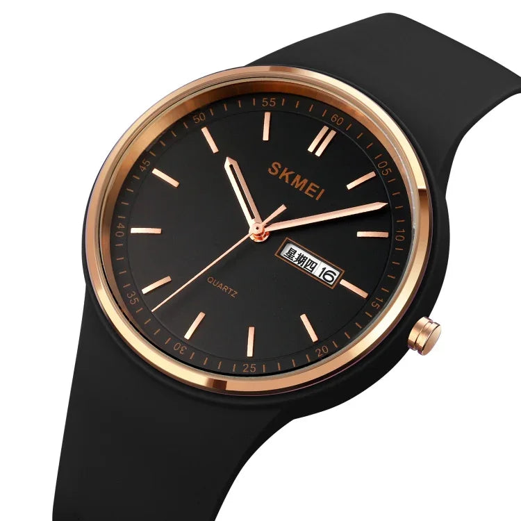 Montre quartz SKMEI 1747 pour femmes avec cadran simple à échelle barre et bracelet en silicone