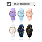 Montre quartz SKMEI 1747 pour femmes avec cadran simple à échelle barre et bracelet en silicone
