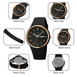 Montre quartz SKMEI 1747 pour femmes avec cadran simple à échelle barre et bracelet en silicone