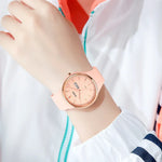 Montre quartz SKMEI 1747 pour femmes avec cadran simple à échelle barre et bracelet en silicone