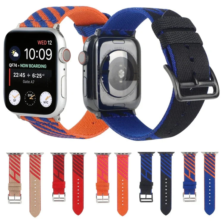 Bracelet de remplacement en nylon à boucle unique pour Apple Watch Series, 7 41mm / 6 & SE & 5 & 4 40mm / 3 & 2 & 1 38mm, 7 45mm / 6 & SE & 5 & 4 44mm / 3 & 2 & 1 42mm