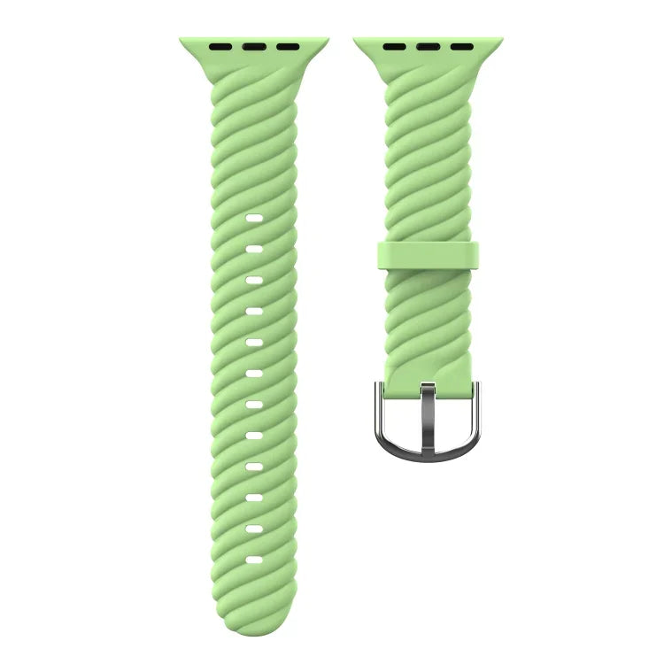 Bracelet de remplacement en silicone torsadé de couleur unie pour Apple Watch Series, 7 41mm / 6 & SE & 5 & 4 40mm / 3 & 2 & 1 38mm, 7 45mm / 6 & SE & 5 & 4 44mm / 3 & 2 & 1 42mm
