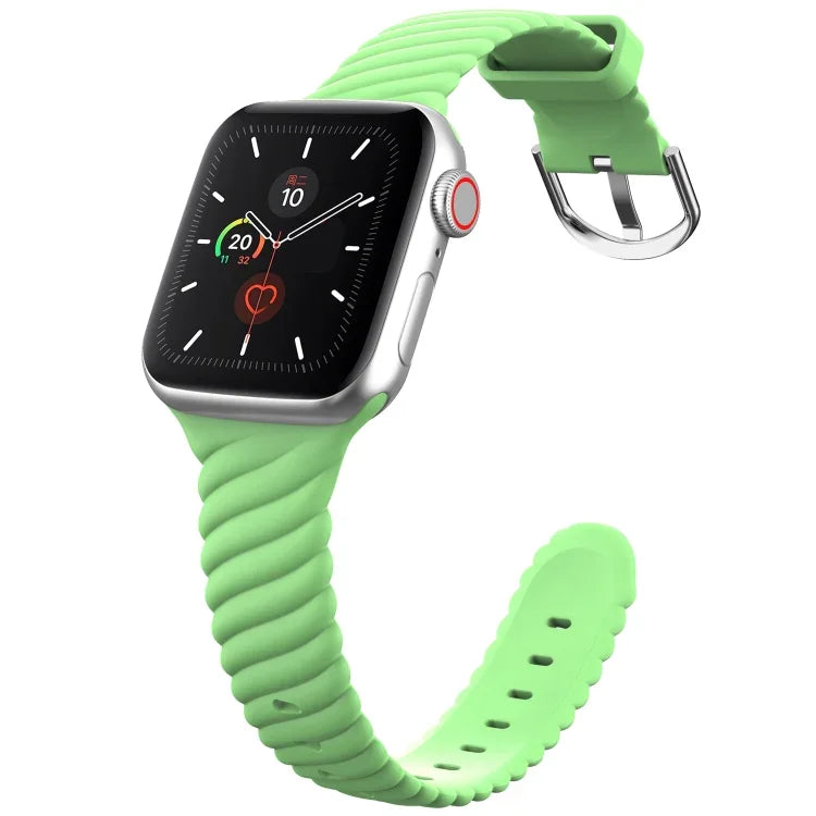 Bracelet de remplacement en silicone torsadé de couleur unie pour Apple Watch Series, 7 41mm / 6 & SE & 5 & 4 40mm / 3 & 2 & 1 38mm, 7 45mm / 6 & SE & 5 & 4 44mm / 3 & 2 & 1 42mm
