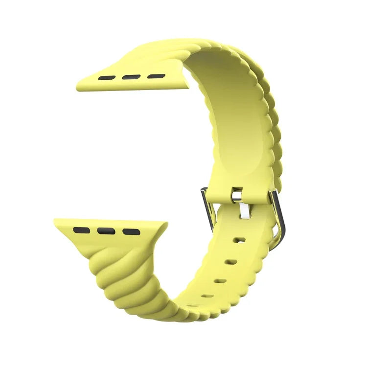Bracelet de remplacement en silicone torsadé de couleur unie pour Apple Watch Series, 7 41mm / 6 & SE & 5 & 4 40mm / 3 & 2 & 1 38mm, 7 45mm / 6 & SE & 5 & 4 44mm / 3 & 2 & 1 42mm