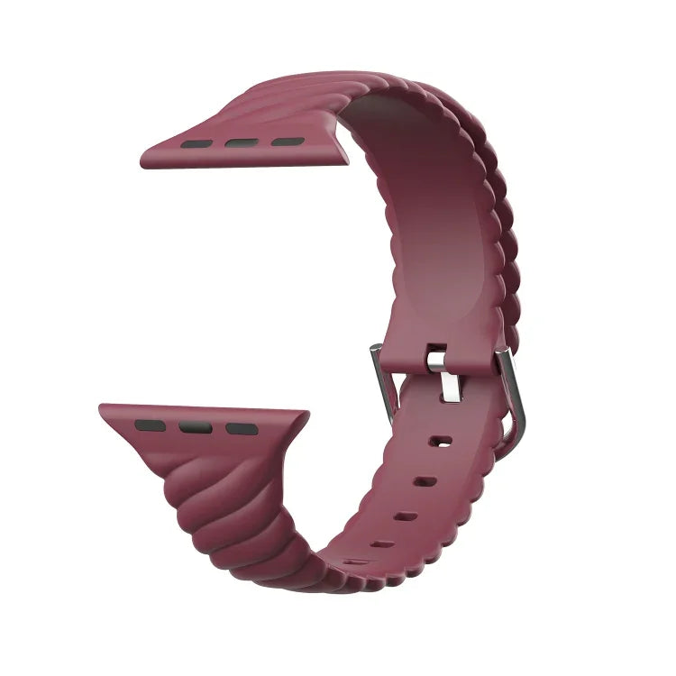 Bracelet de remplacement en silicone torsadé de couleur unie pour Apple Watch Series, 7 41mm / 6 & SE & 5 & 4 40mm / 3 & 2 & 1 38mm, 7 45mm / 6 & SE & 5 & 4 44mm / 3 & 2 & 1 42mm