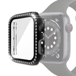 Coque de protection en PC avec placage électrolytique et diamants à une rangée, avec film en verre trempé, pour Apple Watch Series, pour Apple Watch Series 6 / 5 / 4 / Watch SE 40mm, pour Apple Watch Series 6 / 5 / 4 / Watch SE 44mm