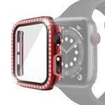 Coque de protection en PC avec placage électrolytique et diamants à une rangée, avec film en verre trempé, pour Apple Watch Series, pour Apple Watch Series 6 / 5 / 4 / Watch SE 40mm, pour Apple Watch Series 6 / 5 / 4 / Watch SE 44mm