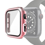 Coque de protection en PC avec placage électrolytique et diamants à une rangée, avec film en verre trempé, pour Apple Watch Series, pour Apple Watch Series 6 / 5 / 4 / Watch SE 40mm, pour Apple Watch Series 6 / 5 / 4 / Watch SE 44mm