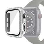 Coque de protection en PC avec placage électrolytique et diamants à une rangée, avec film en verre trempé, pour Apple Watch Series, pour Apple Watch Series 6 / 5 / 4 / Watch SE 40mm, pour Apple Watch Series 6 / 5 / 4 / Watch SE 44mm