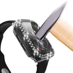 Coque de protection en PC à double rangée de diamants galvanisés avec film en verre trempé pour Apple Watch Series, pour Apple Watch Series 6 / 5 / 4 / Watch SE 40 mm, pour Apple Watch Series 6 / 5 / 4 / Watch SE 44 mm