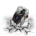 Coque de protection en PC à double rangée de diamants galvanisés avec film en verre trempé pour Apple Watch Series, pour Apple Watch Series 6 / 5 / 4 / Watch SE 40 mm, pour Apple Watch Series 6 / 5 / 4 / Watch SE 44 mm