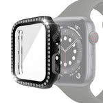 Coque de protection en PC plaqué diamant à une rangée avec film en verre trempé pour Apple Watch Series 3 & 2 & 1 38mm, 3 & 2 & 1 42mm