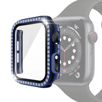 Coque de protection en PC plaqué diamant à une rangée avec film en verre trempé pour Apple Watch Series 3 & 2 & 1 38mm, 3 & 2 & 1 42mm