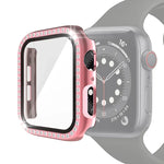 Coque de protection en PC plaqué diamant à une rangée avec film en verre trempé pour Apple Watch Series 3 & 2 & 1 38mm, 3 & 2 & 1 42mm