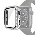 Coque de protection en PC plaqué diamant à une rangée avec film en verre trempé pour Apple Watch Series 3 & 2 & 1 38mm, 3 & 2 & 1 42mm