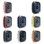 Coque de protection en PC plaqué diamant à une rangée avec film en verre trempé pour Apple Watch Series 3 & 2 & 1 38mm, 3 & 2 & 1 42mm