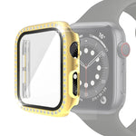 Coque de protection en PC plaqué diamant à une rangée avec film en verre trempé pour Apple Watch Series 3 & 2 & 1 38mm, 3 & 2 & 1 42mm