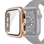 Coque de protection en PC plaqué diamant à une rangée avec film en verre trempé pour Apple Watch Series 3 & 2 & 1 38mm, 3 & 2 & 1 42mm