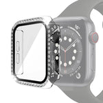 Coque de protection en PC plaqué diamant à une rangée avec film en verre trempé pour Apple Watch Series 3 & 2 & 1 38mm, 3 & 2 & 1 42mm
