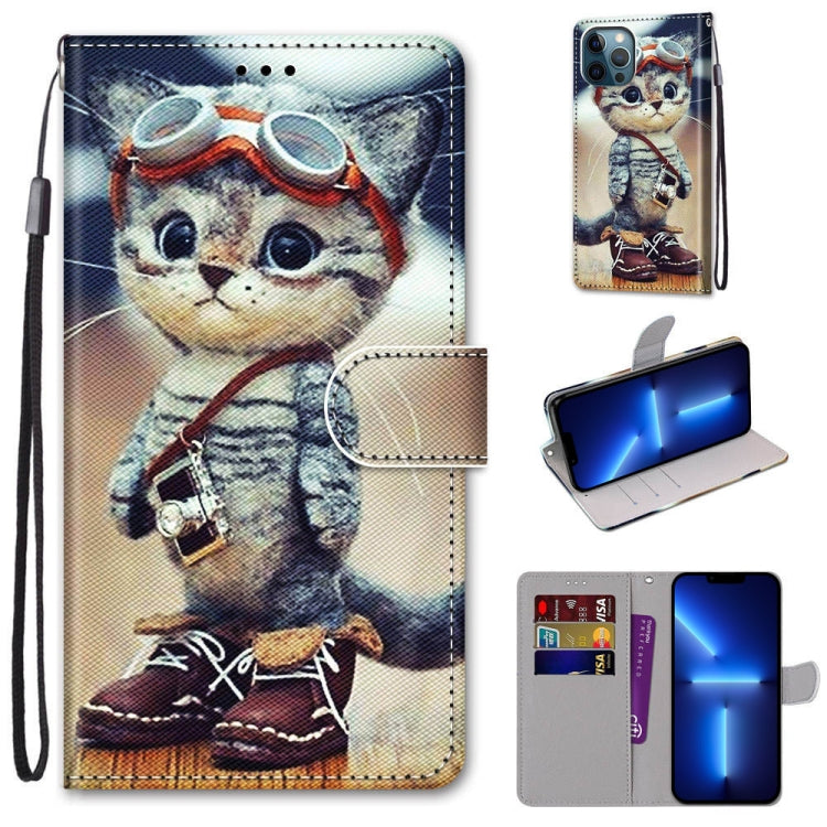 Coloured Drawing Cross Texture Horizontal Flip PU Leather Case with Holder & Card Slots & Wallet & Lanyard, For iPhone 13 Pro, For iPhone 13 Pro Max