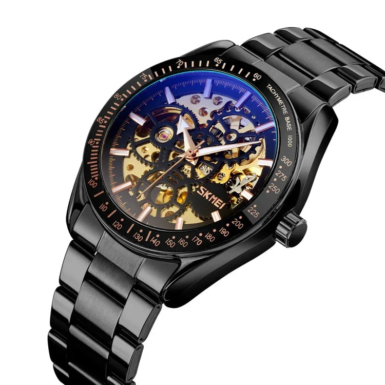 Montre mécanique automatique SKMEI 9194 pour hommes avec cadran à engrenages