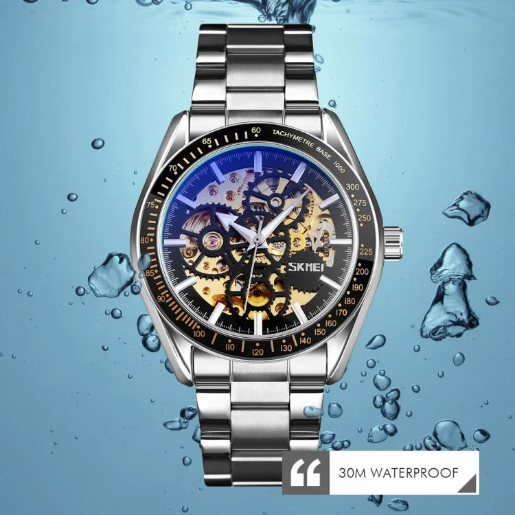 Montre mécanique automatique SKMEI 9194 pour hommes avec cadran à engrenages