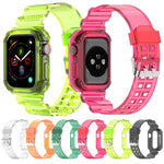 Bracelet de rechange intégré en silicone pour Apple Watch Series, 7 41mm / 6 & SE & 5 & 4 40mm / 3 & 2 & 1 38mm, 7 45mm / 6 & SE & 5 & 4 44mm / 3 & 2 & 1 42mm
