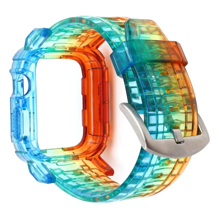 Bracelet intégré en TPU dégradé pour Apple Watch Series 9 / 8 / 7 45mm / 6 / 5 / 4 / Watch SE 44mm / Watch 42mm, pour Apple Watch Series 9 / 8 / 7 45mm / 6 / 5 / 4 / Watch SE 44mm / Watch 42mm