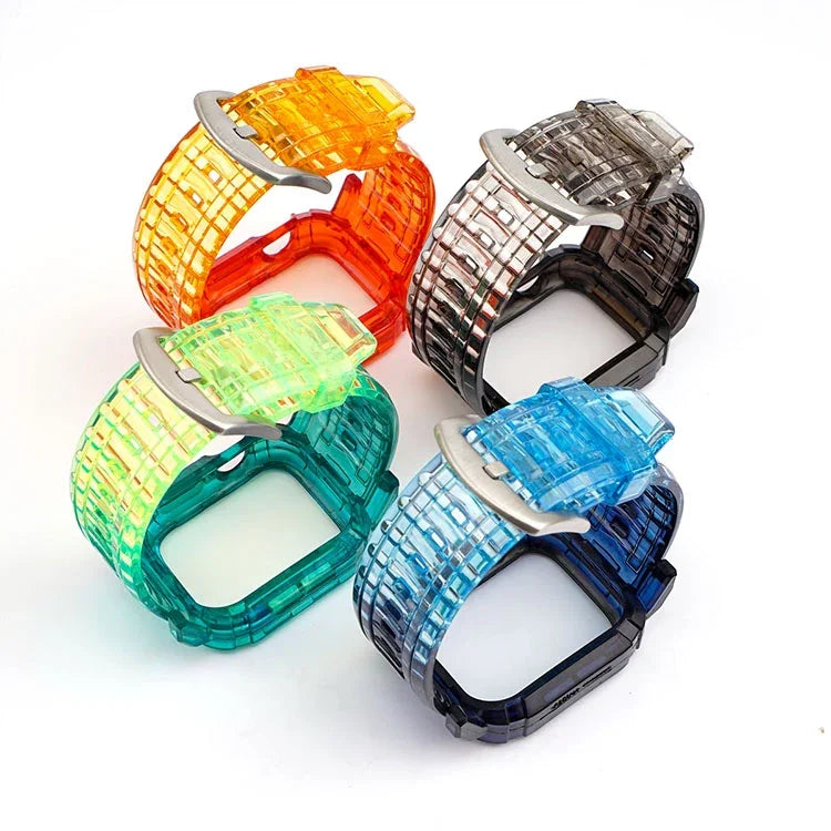 Bracelet intégré en TPU dégradé pour Apple Watch Series 9 / 8 / 7 45mm / 6 / 5 / 4 / Watch SE 44mm / Watch 42mm, pour Apple Watch Series 9 / 8 / 7 45mm / 6 / 5 / 4 / Watch SE 44mm / Watch 42mm