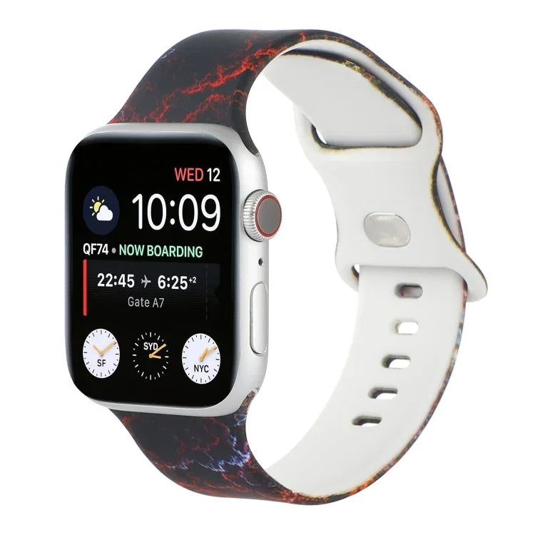 Bracelet de rechange imprimé 8 boucles pour Apple Watch Series, 7 45mm / 6 & SE & 5 & 4 44mm / 3 & 2 & 1 42mm, 7 41mm / 6 & SE & 5 & 4 40mm / 3 & 2 & 1 38mm