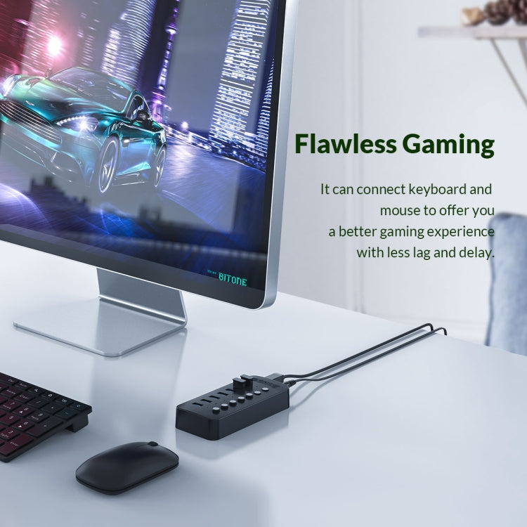 Hub USB multi-port 7 en 1 ORICO CT2U3-7AB-WH à rayures en plastique avec interrupteurs individuels, prise UK CT2U3-7AB-BK, prise UK CT2U3-7AB-WH, prise EU CT2U3-7AB-BK, prise EU CT2U3-7AB-WH, prise AU CT2U3-7AB-BK, prise AU CT2U3-7AB-WH