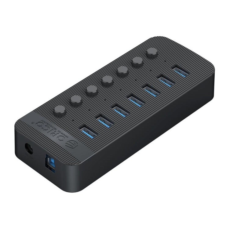 Hub USB multi-port 7 en 1 ORICO CT2U3-7AB-WH à rayures en plastique avec interrupteurs individuels, prise UK CT2U3-7AB-BK, prise UK CT2U3-7AB-WH, prise EU CT2U3-7AB-BK, prise EU CT2U3-7AB-WH, prise AU CT2U3-7AB-BK, prise AU CT2U3-7AB-WH