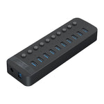 Hub USB multi-port 10 en 1 ORICO CT2U3-10AB-WH à rayures en plastique avec interrupteurs individuels, prise AU CT2U3-10AB-BK, prise AU CT2U3-10AB-WH, prise UK CT2U3-10AB-BK, prise UK CT2U3-10AB-WH, prise EU CT2U3-10AB-BK, prise EU CT2U3-10AB-WH