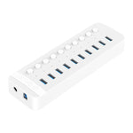 Hub USB multi-port 10 en 1 ORICO CT2U3-10AB-WH à rayures en plastique avec interrupteurs individuels, prise AU CT2U3-10AB-BK, prise AU CT2U3-10AB-WH, prise UK CT2U3-10AB-BK, prise UK CT2U3-10AB-WH, prise EU CT2U3-10AB-BK, prise EU CT2U3-10AB-WH