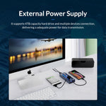 Hub USB multi-port 7 en 1 ORICO AT2U3-7AB-GY-BP en alliage d'aluminium avec interrupteurs individuels, prise EU, prise UK, prise AU