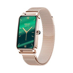 Montre connectée ZX19 pour femme, écran HD 1,45 pouce, Bluetooth 5.0, étanche IP68, avec suivi du sommeil, rappel du cycle menstruel, fréquence cardiaque et saturation en oxygène. Bracelet milanais.