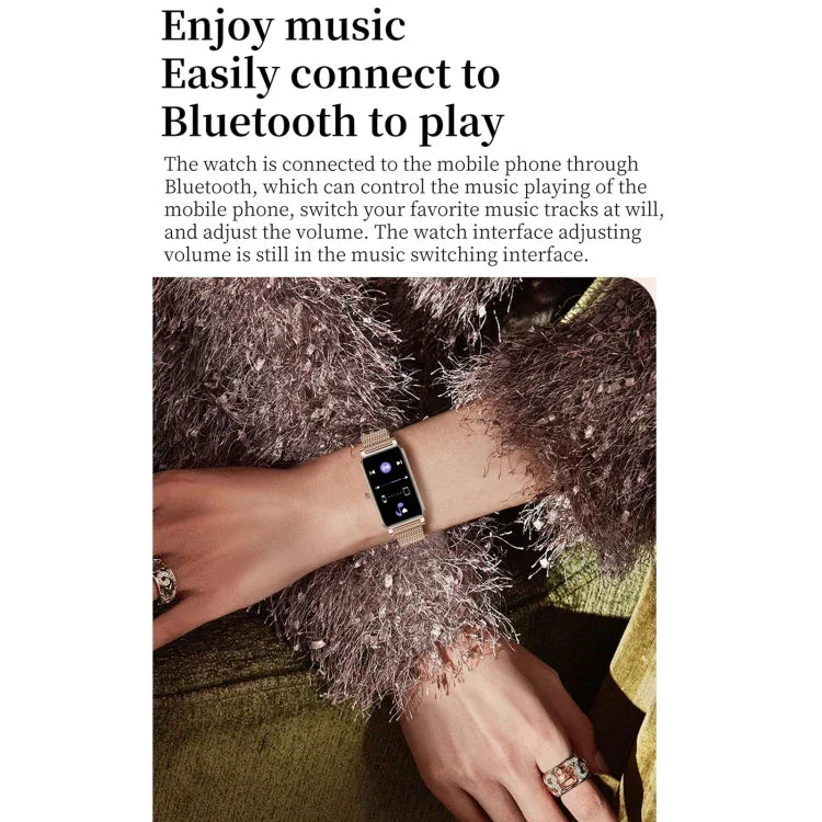 Montre connectée ZX19 pour femme, écran HD 1,45 pouce, Bluetooth 5.0, étanche IP68, avec suivi du sommeil, rappel du cycle menstruel, fréquence cardiaque et saturation en oxygène. Bracelet milanais.