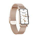 Montre connectée ZX19 pour femme, écran HD 1,45 pouce, Bluetooth 5.0, étanche IP68, avec suivi du sommeil, rappel du cycle menstruel, fréquence cardiaque et saturation en oxygène. Bracelet en acier.