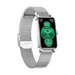 Montre connectée ZX19 pour femme, écran HD 1,45 pouce, Bluetooth 5.0, étanche IP68, avec suivi du sommeil, rappel du cycle menstruel, fréquence cardiaque et saturation en oxygène. Bracelet en acier.